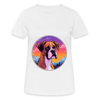 Boxer chien race dessin animé Kawaii aquarelle - T-shirt respirant Femme - blanc - Devant - AI Model Female 172 dark (172cm)