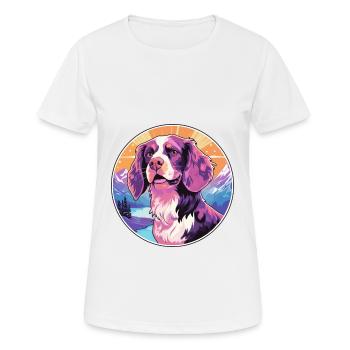 Bretagne chien race dessin animé Kawaii aquarelle - T-shirt respirant Femme - blanc - Devant - AI Model Female 172 dark (172cm)