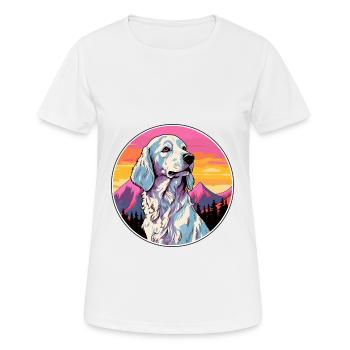 English Setter Dog Breed Cartoon Kawaii Watercolor - Women's Breathable T-Shirt - white - Front - AI Model Female 172 dark (172cm)