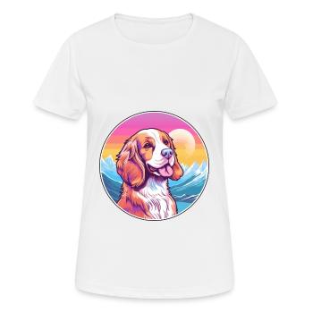 Français Bretagne chien race Cartoon Kawaii Watercolo - T-shirt respirant Femme - blanc - Devant - AI Model Female 172 dark (172cm)