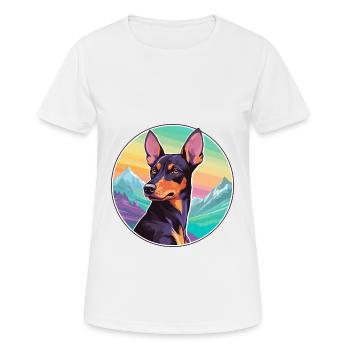 German Pinscher Dog Breed Cartoon Kawaii Watercolo - Women's Breathable T-Shirt - white - Front - AI Model Female 172 dark (172cm)