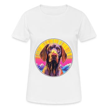 Allemand à poil court Pointer chien race Cartoon Kawai - T-shirt respirant Femme - blanc - Devant - AI Model Female 172 dark (172cm)