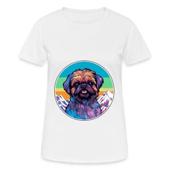 Griffon de Bruxelles race de chien Cartoon Kawaii Watercol - T-shirt respirant Femme - blanc - Devant - AI Model Female 172 dark (172cm)