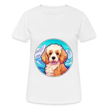 Cavapoo chien race dessin animé Kawaii aquarelle - T-shirt respirant Femme - blanc - Devant - AI Model Female 172 dark (172cm)
