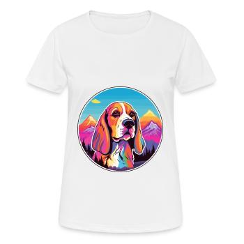 Finnish Hound Dog Breed Cartoon Kawaii Watercolor - Women's Breathable T-Shirt - white - Front - AI Model Female 172 dark (172cm)