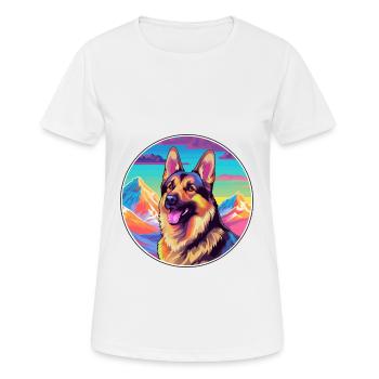 German Shepherd Dog Breed Cartoon Kawaii Watercolo - Women's Breathable T-Shirt - white - Front - AI Model Female 172 dark (172cm)