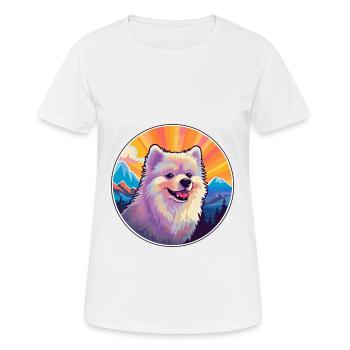 Spitz allemand chien race dessin animé Kawaii aquarelle - T-shirt respirant Femme - blanc - Devant - AI Model Female 172 dark (172cm)
