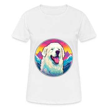 Great Pyrenees Dog Breed Cartoon Kawaii Watercolor - Women's Breathable T-Shirt - white - Front - AI Model Female 172 dark (172cm)