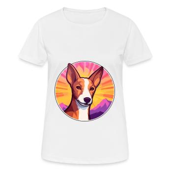 Ibizan Hound Dog Breed Cartoon Kawaii Watercolor - Women's Breathable T-Shirt - white - Front - AI Model Female 172 dark (172cm)