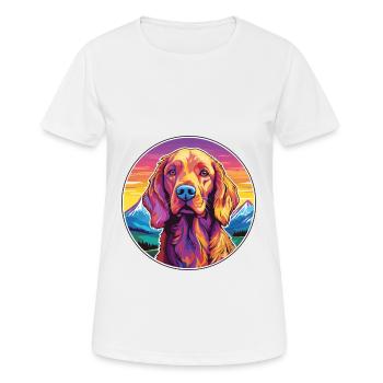 Setter irlandais chien race dessin animé Kawaii aquarelle - T-shirt respirant Femme - blanc - Devant - AI Model Female 172 dark (172cm)