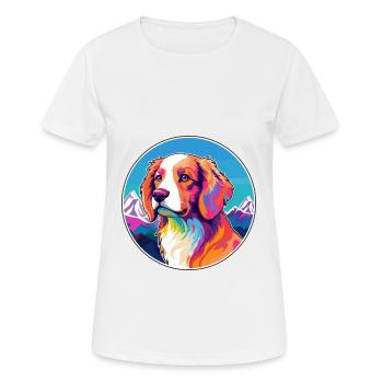 Kooikerhondje Dog Breed Cartoon Kawaii Watercolor - Women's Breathable T-Shirt - white - Front - AI Model Female 172 dark (172cm)