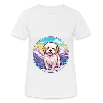 Coton De Tuléar Race De Chien Cartoon Kawaii Watercolo - T-shirt respirant Femme - blanc - Devant - AI Model Female 172 dark (172cm)