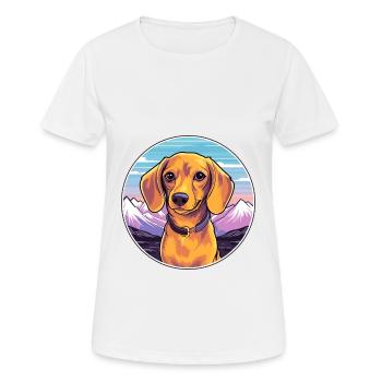Dackel Hund Rasse Cartoon Kawaii Aquarell - Frauen T-Shirt atmungsaktiv - Weiß - Vorne - AI Model Female 172 dark (172cm)