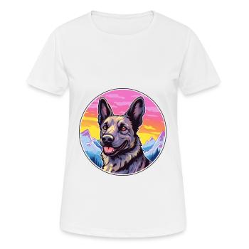 Dutch Shepherd Dog Breed Cartoon Kawaii Watercolor - Women's Breathable T-Shirt - white - Front - AI Model Female 172 dark (172cm)