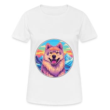 Eurasier Dog Breed Cartoon Kawaii Watercolor - Women's Breathable T-Shirt - white - Front - AI Model Female 172 dark (172cm)