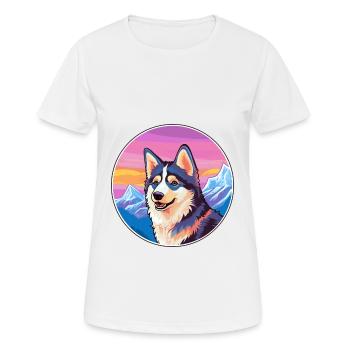 Ostsibirische Laika-Hunderasse Karikatur Kawaii-Wasser - Frauen T-Shirt atmungsaktiv - Weiß - Vorne - AI Model Female 172 dark (172cm)