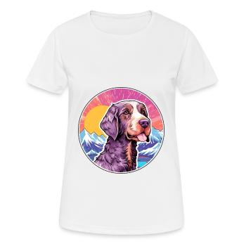 German Wirehaired Pointer Dog Breed Cartoon Kawaii - Women's Breathable T-Shirt - white - Front - AI Model Female 172 dark (172cm)