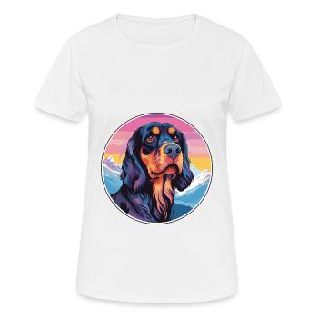 Gordon Setter chien race dessin animé Kawaii aquarelle - T-shirt respirant Femme - blanc - Devant - AI Model Female 172 dark (172cm)