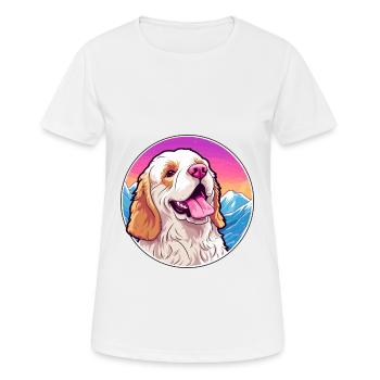 Clumber Spaniel Hund Rasse Cartoon Kawaii Watercolo - Frauen T-Shirt atmungsaktiv - Weiß - Vorne - AI Model Female 172 dark (172cm)