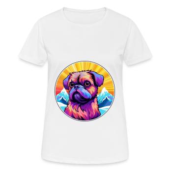 Griffon Bruxellois Chien Race Cartoon Kawaii Waterc - T-shirt respirant Femme - blanc - Devant - AI Model Female 172 dark (172cm)