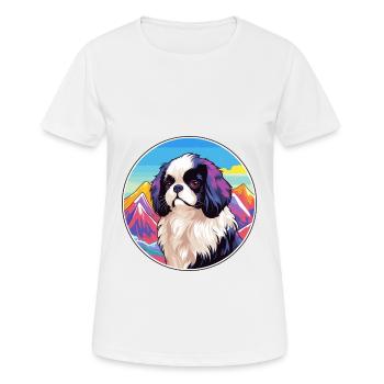 Japanese Chin Dog Breed Cartoon Kawaii Watercolor - Women's Breathable T-Shirt - white - Front - AI Model Female 172 dark (172cm)