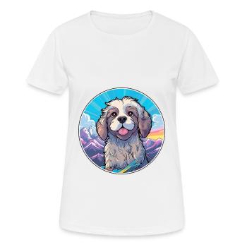 Griffon Bleu De Gascogne Race De Chien Cartoon Kawaii - T-shirt respirant Femme - blanc - Devant - AI Model Female 172 dark (172cm)