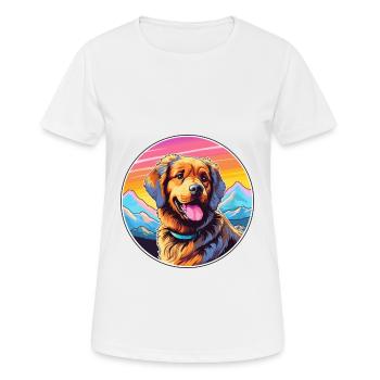 Hovawart chien race dessin animé Kawaii aquarelle - T-shirt respirant Femme - blanc - Devant - AI Model Female 172 dark (172cm)