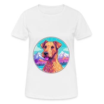 Irish Terrier chien race Cartoon Kawaii aquarelle - T-shirt respirant Femme - blanc - Devant - AI Model Female 172 dark (172cm)