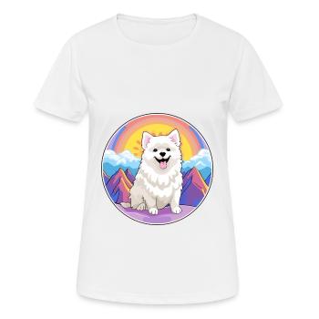 Spitz japonais chien race dessin animé Kawaii aquarelle - T-shirt respirant Femme - blanc - Devant - AI Model Female 172 dark (172cm)