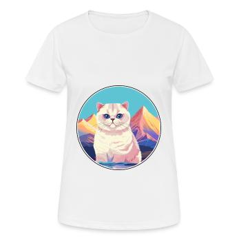 Britische Falte Kurzhaar Katze Bunte Karikatur Wasserc - Frauen T-Shirt atmungsaktiv - Weiß - Vorne - AI Model Female 172 dark (172cm)