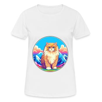 British Longhair Cat Colorful Cartoon Watercolor I - Women's Breathable T-Shirt - white - Front - AI Model Female 172 dark (172cm)