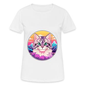 Cymric Cat Colorful Cartoon Watercolor Illustratio - Women's Breathable T-Shirt - white - Front - AI Model Female 172 dark (172cm)