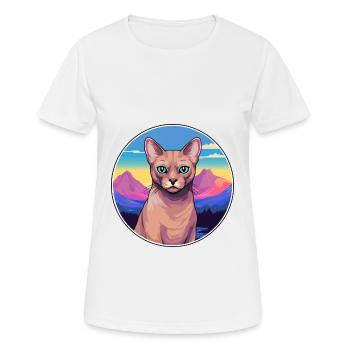 Chat birman coloré dessin animé aquarelle illustrati - T-shirt respirant Femme - blanc - Devant - AI Model Female 172 dark (172cm)