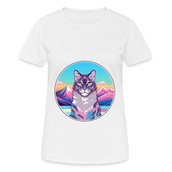 Californie Chat pailleté coloré Cartoon Watercolo - T-shirt respirant Femme - blanc - Devant - AI Model Female 172 dark (172cm)