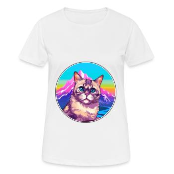 Cyprus Cat Colorful Cartoon Watercolor Illustratio - Women's Breathable T-Shirt - white - Front - AI Model Female 172 dark (172cm)