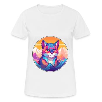 Chat égyptien coloré dessin animé aquarelle Illustrat - T-shirt respirant Femme - blanc - Devant - AI Model Female 172 dark (172cm)