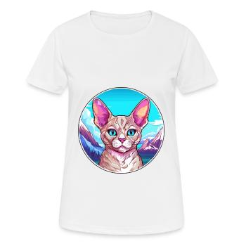 Devon Rex Cat Colorful Cartoon Watercolor Illustra - Women's Breathable T-Shirt - white - Front - AI Model Female 172 dark (172cm)