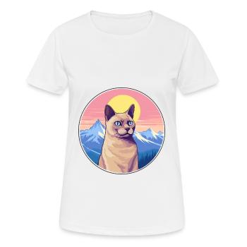 Chat birman européen coloré dessin animé aquarelle I - T-shirt respirant Femme - blanc - Devant - AI Model Female 172 dark (172cm)