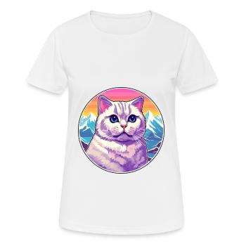 British Shorthair chat coloré dessin animé aquarelle - T-shirt respirant Femme - blanc - Devant - AI Model Female 172 dark (172cm)