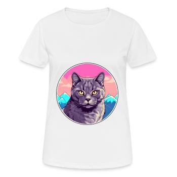 Chartreux Cat Colorful Cartoon Watercolor Illustra - Women's Breathable T-Shirt - white - Front - AI Model Female 172 dark (172cm)