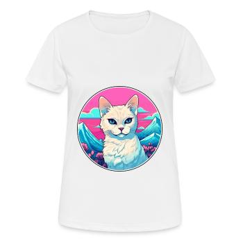 Burmilla chat coloré dessin animé aquarelle Illustrat - T-shirt respirant Femme - blanc - Devant - AI Model Female 172 dark (172cm)
