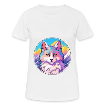 Foldex Cat Colorful Cartoon Watercolor Illustratio - Women's Breathable T-Shirt - white - Front - AI Model Female 172 dark (172cm)