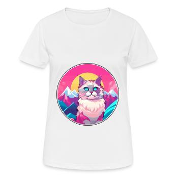 Coréen Bobtail chat coloré dessin animé aquarelle malade - T-shirt respirant Femme - blanc - Devant - AI Model Female 172 dark (172cm)