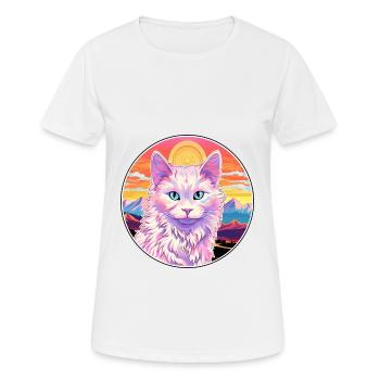 Turkish Angora Cat Colorful Cartoon Watercolor Ill - Women's Breathable T-Shirt - white - Front - AI Model Female 172 dark (172cm)