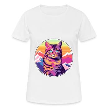 Havanna Braune Katze Bunte Karikatur Aquarell Illus - Frauen T-Shirt atmungsaktiv - Weiß - Vorne - AI Model Female 172 dark (172cm)