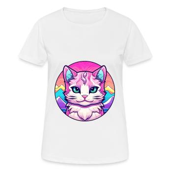 Hantilly Tiffany Katze Bunte Karikatur Aquarell I - Frauen T-Shirt atmungsaktiv - Weiß - Vorne - AI Model Female 172 dark (172cm)