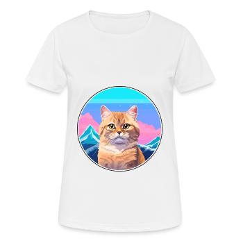 Hosico Cat Colorful Cartoon Watercolor Illustratio - Women's Breathable T-Shirt - white - Front - AI Model Female 172 dark (172cm)