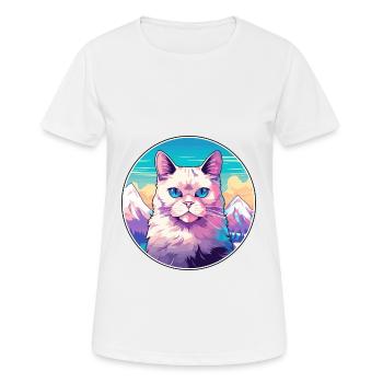 Chat javanais coloré dessin animé aquarelle Illustrat - T-shirt respirant Femme - blanc - Devant - AI Model Female 172 dark (172cm)