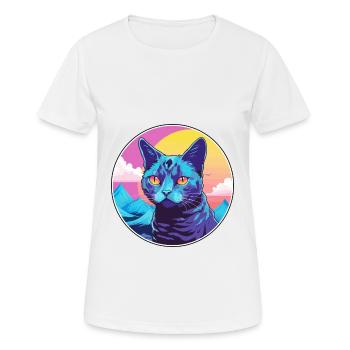 Korat chat coloré dessin animé aquarelle illustration - T-shirt respirant Femme - blanc - Devant - AI Model Female 172 dark (172cm)