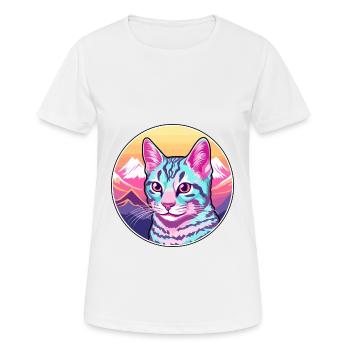 Ocicat Chat Domestique Coloré Dessin Animé Aquarelle Il - T-shirt respirant Femme - blanc - Devant - AI Model Female 172 dark (172cm)